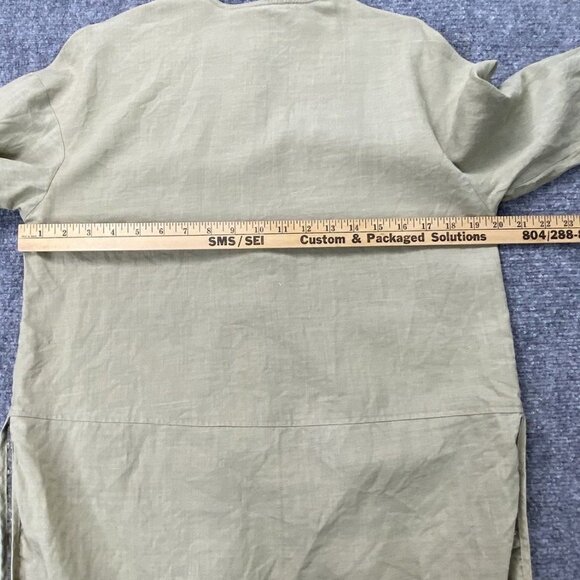 Como Shirt Women's S Tan Linen Lace Mandala Panels Tunic Layered Boho Semi Sheer - Picture 8 of 9